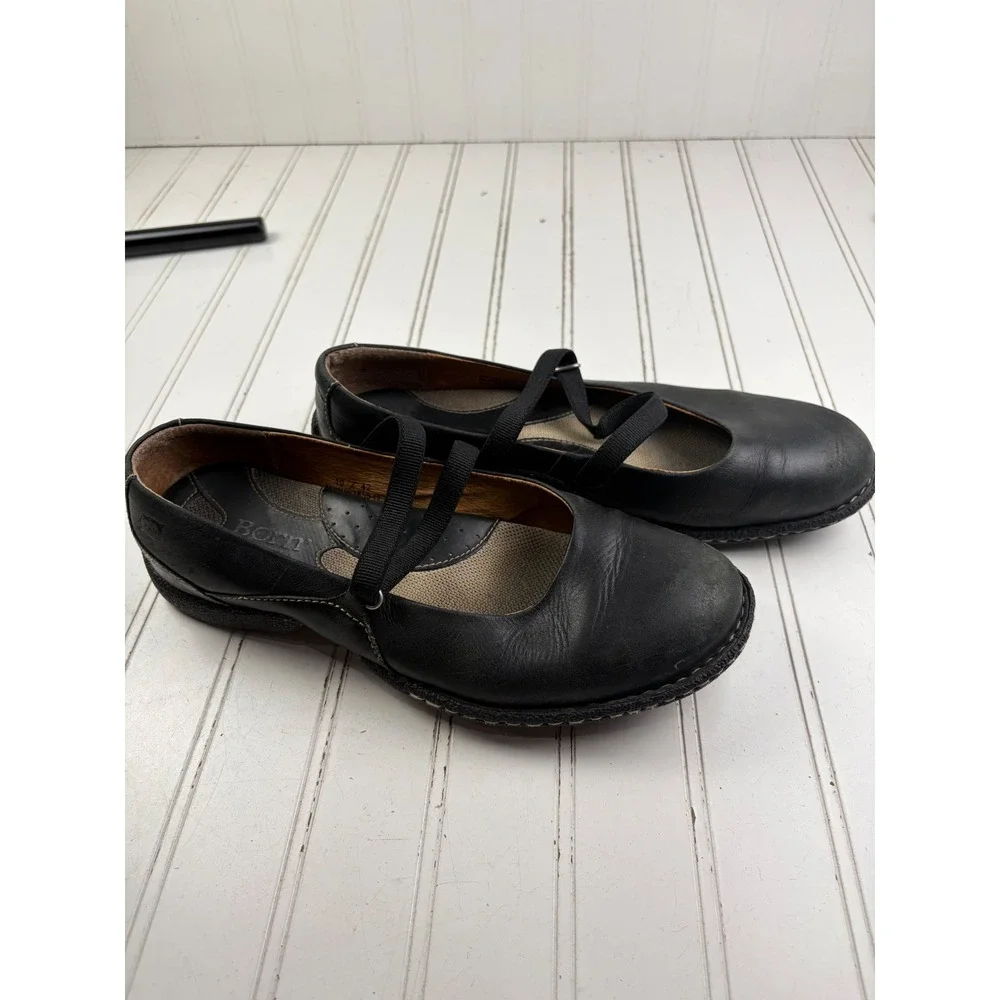 Born Vintage Y2K Black Leather Mary Jane Comfort Flats Women's Size 10